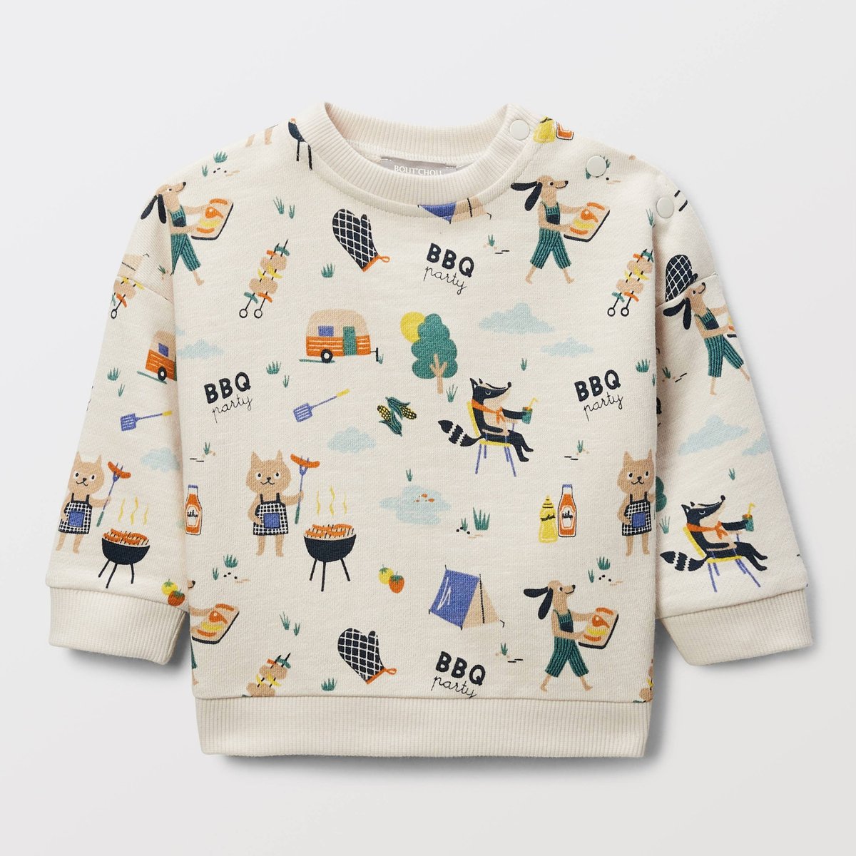 Sweat imprimé en coton BIO GOTS naturel, BOUT'CHOU