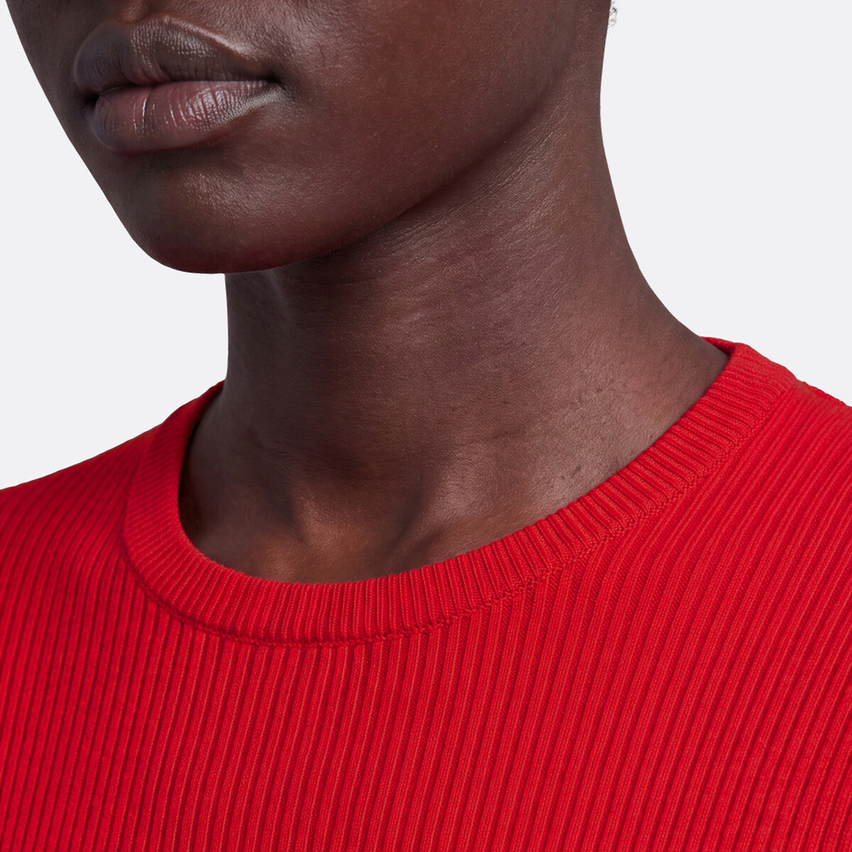 Fine Knit Crew Neck Jumper dark red, LA REDOUTE COLLECTIONS