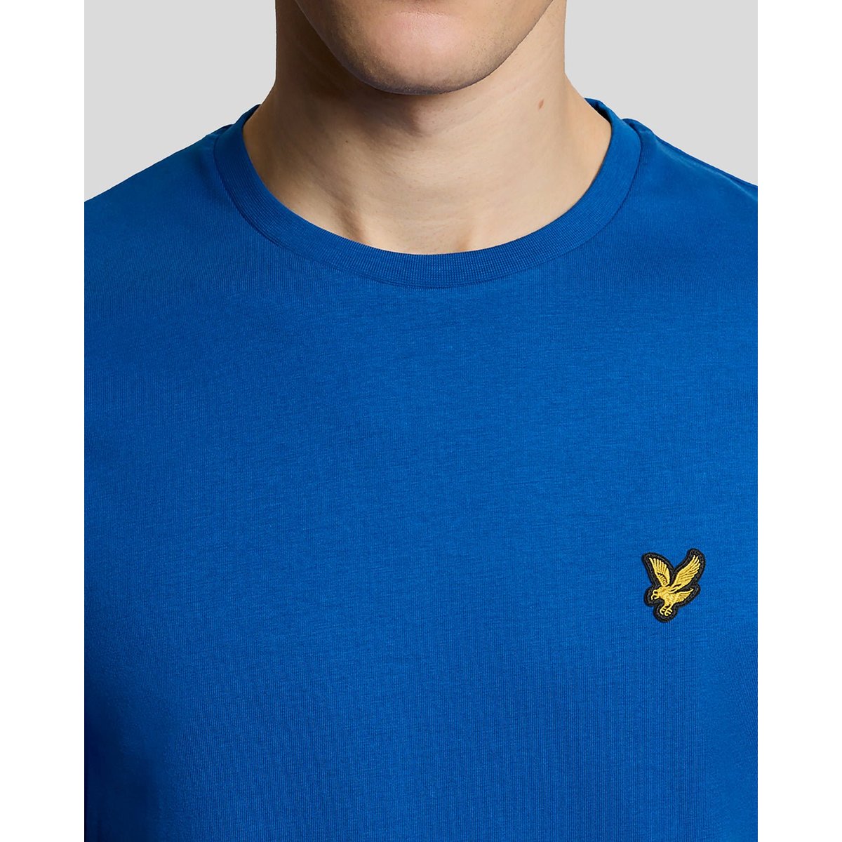 T-shirt en coton col rond bleu clair, LYLE & SCOTT