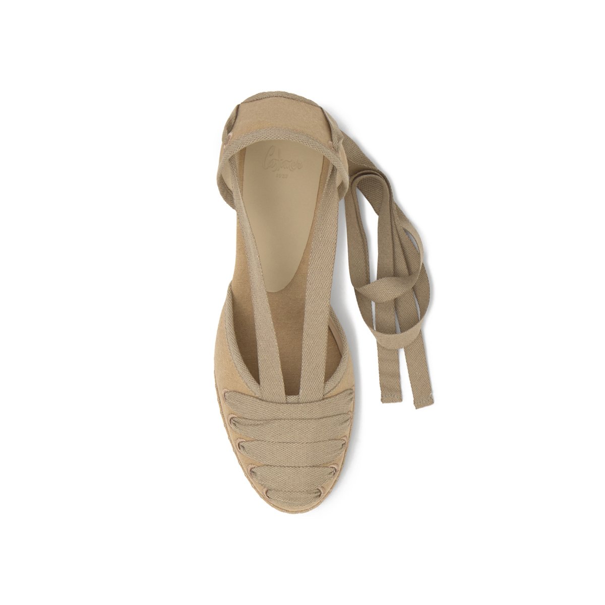 Espadrilles compensées en coton à lacets CORCEGA LIGHT PLATFORM sable, CASTANER