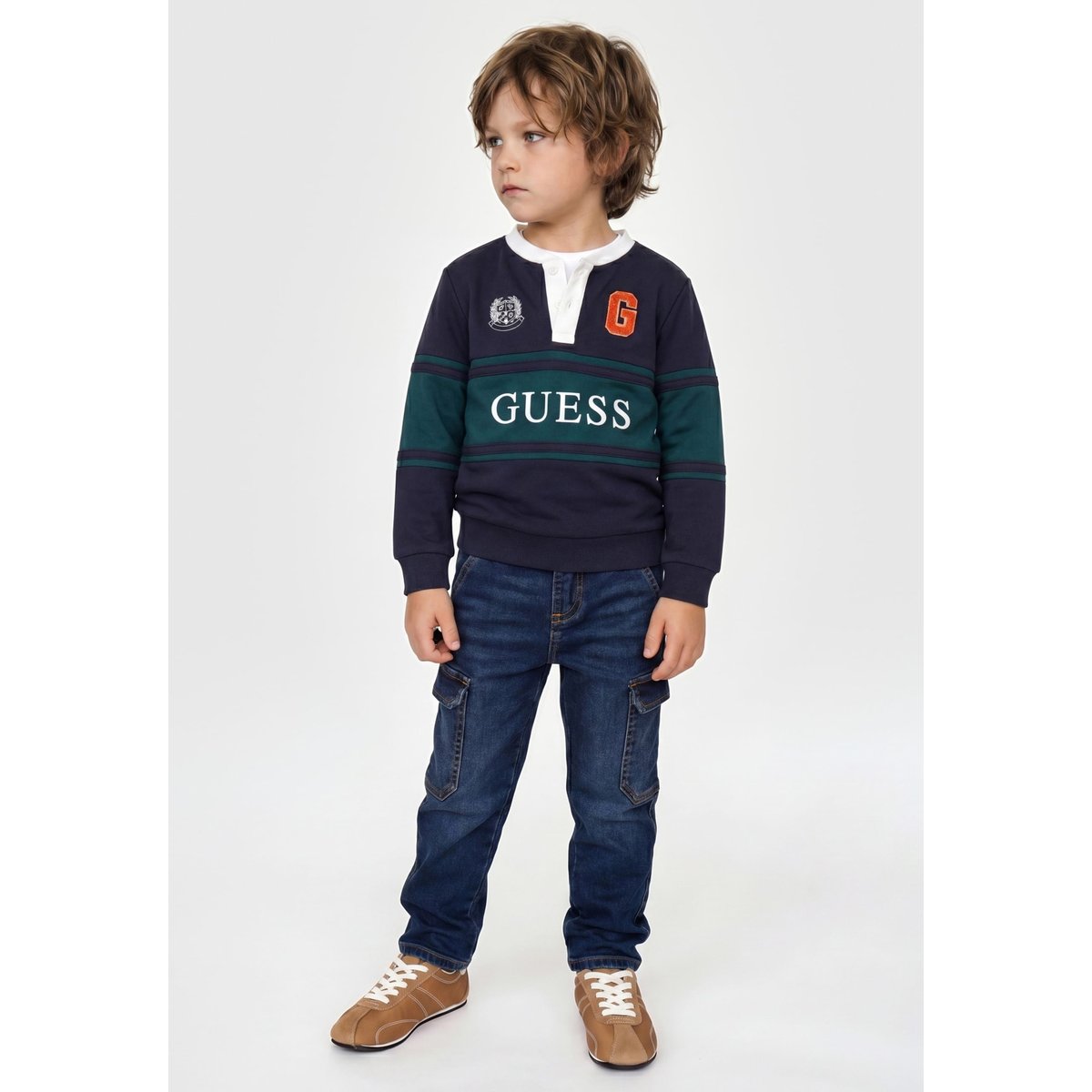 T-Shirt Avec Logo Brodé bleu foncé, GUESS KIDS