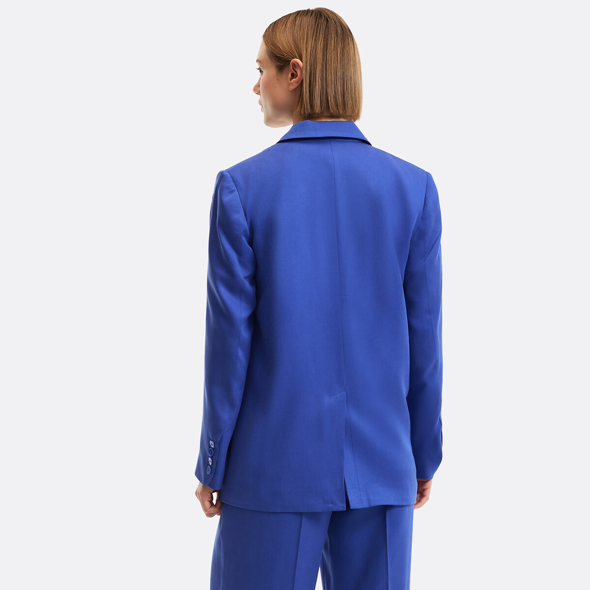 Blazer long coupe droite en TENCEL™ bleu électrique, LA REDOUTE COLLECTIONS