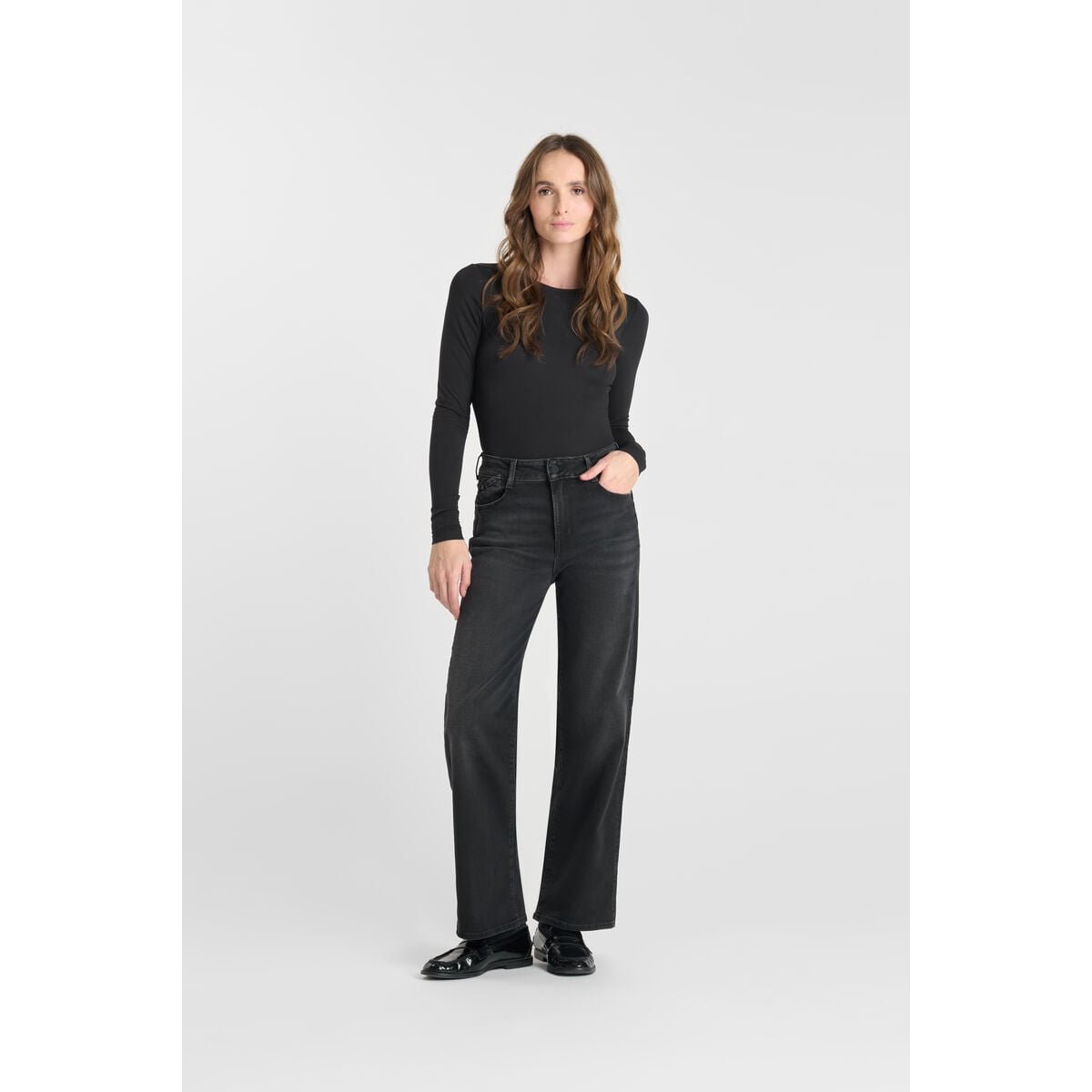 Jeans loose, large pulp wide leg , 7/8ème black / black, LE TEMPS DES CERISES