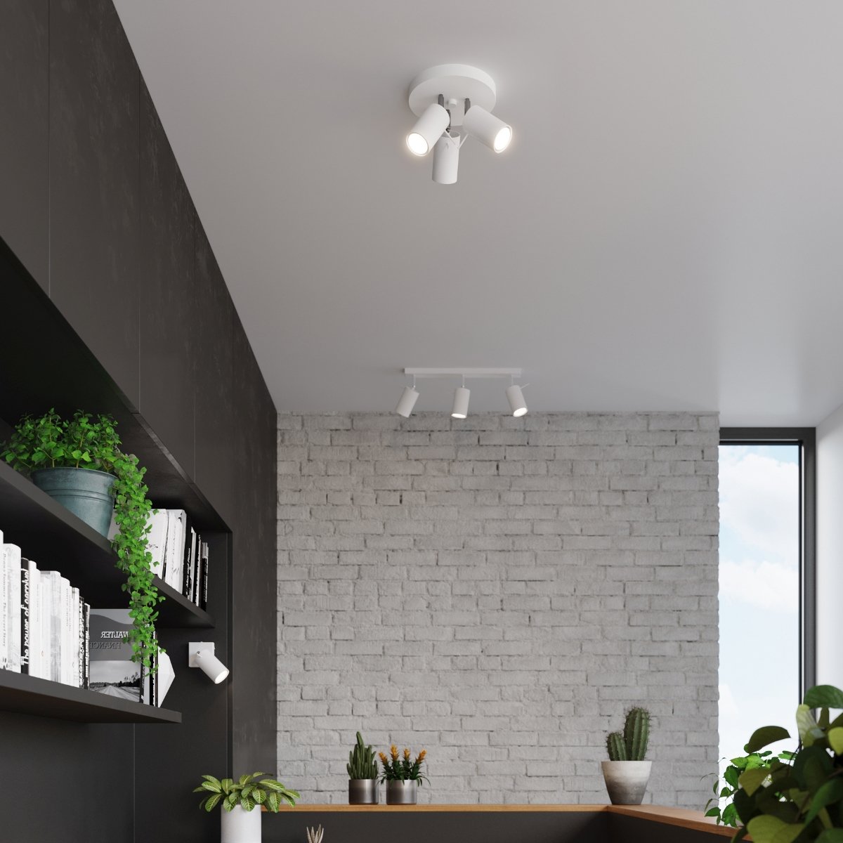 Plafonnier Acier Blanc GU10 3 Ring blanc, EDEN
