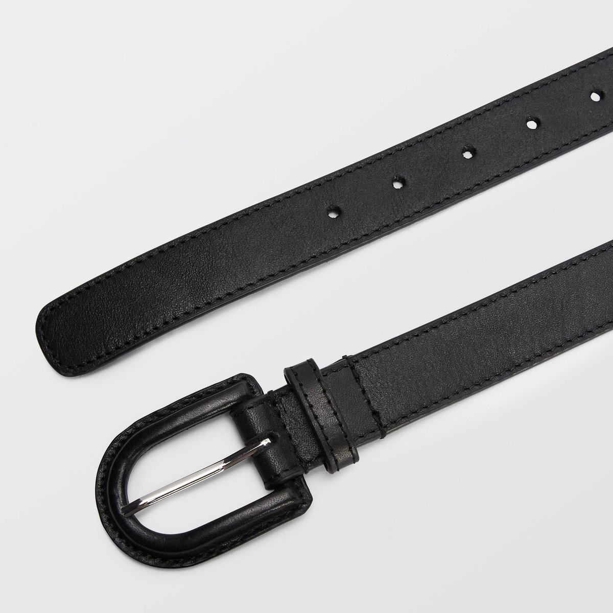 Ceinture 2,5cm en cuir avec boucle recouverte noir, MONOPRIX