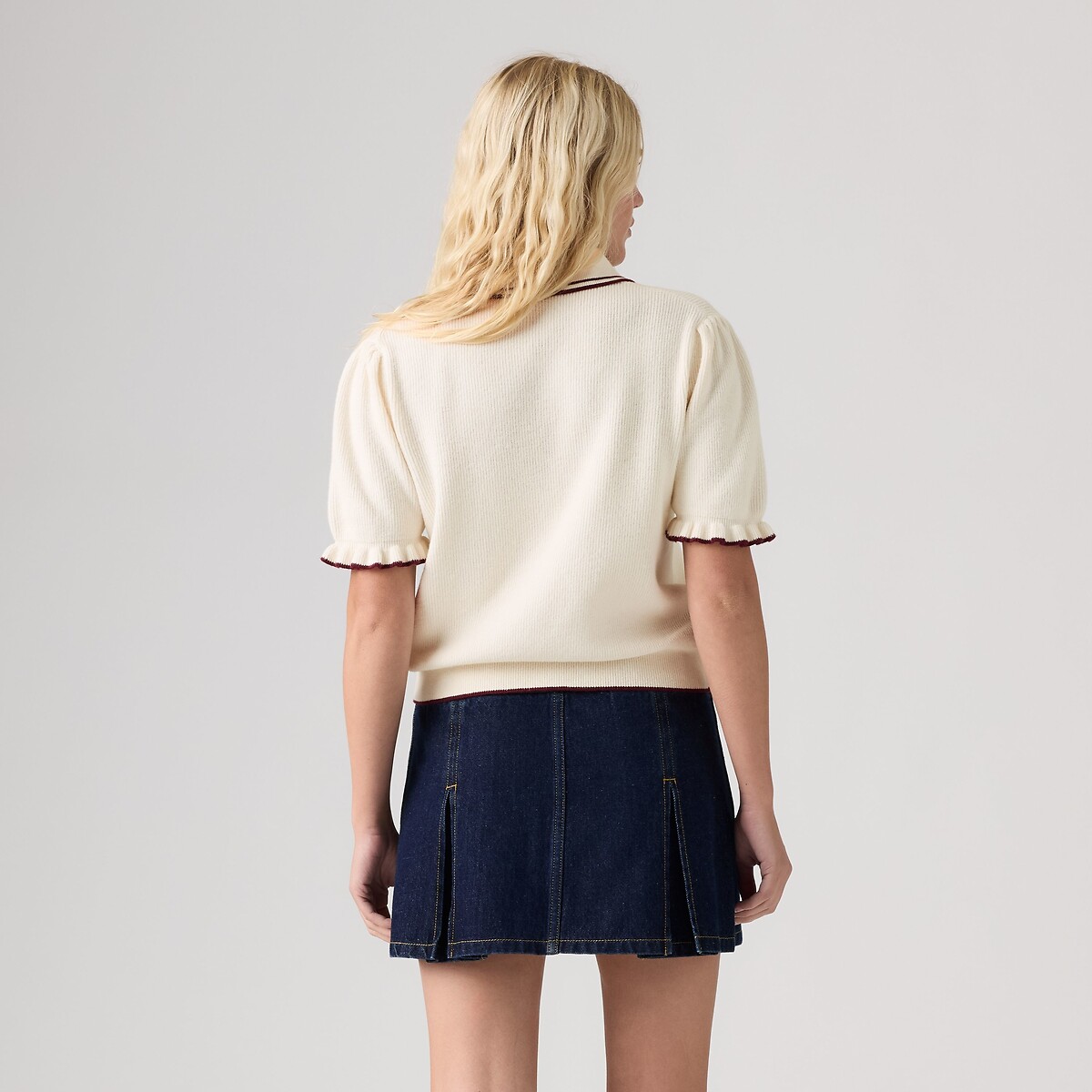 Pull manches courtes col polo ecru, LEVI'S