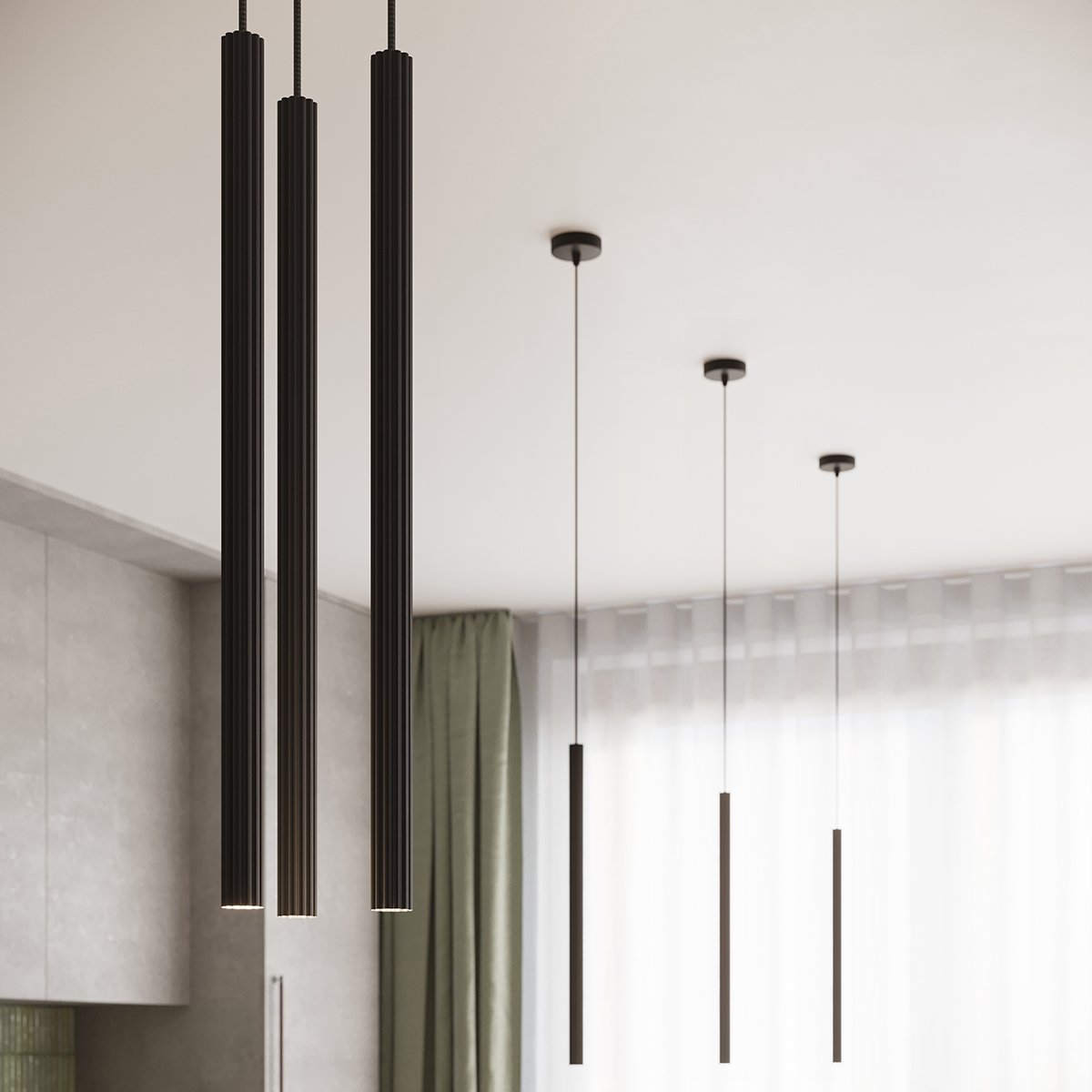 Lustre Acier Noir G9 3 Arche noir, EDEN
