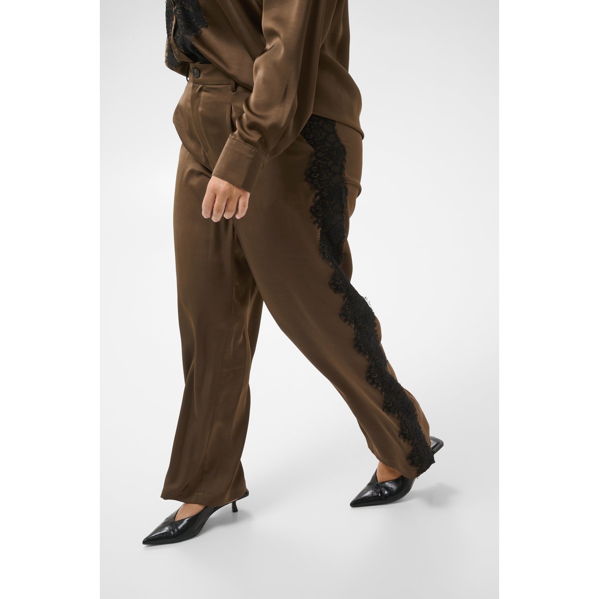 Pantalon casual marron seal brown, KAFFE CURVE