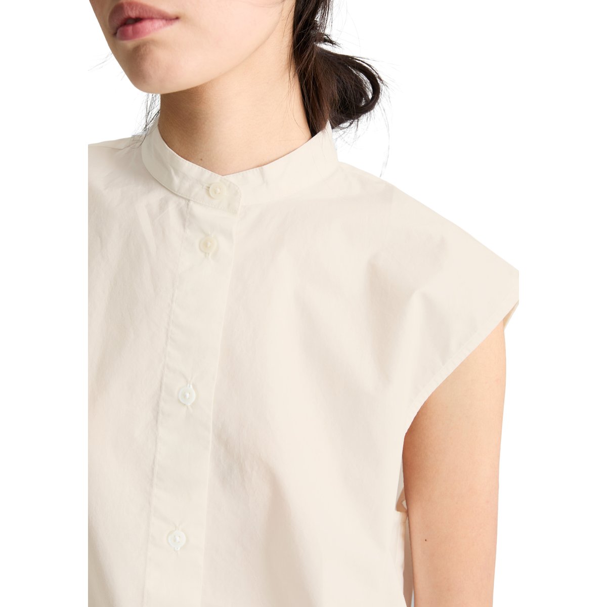 Blouse sans manches relaxed en popeline Papertouch blanc, MARC O’POLO DENIM