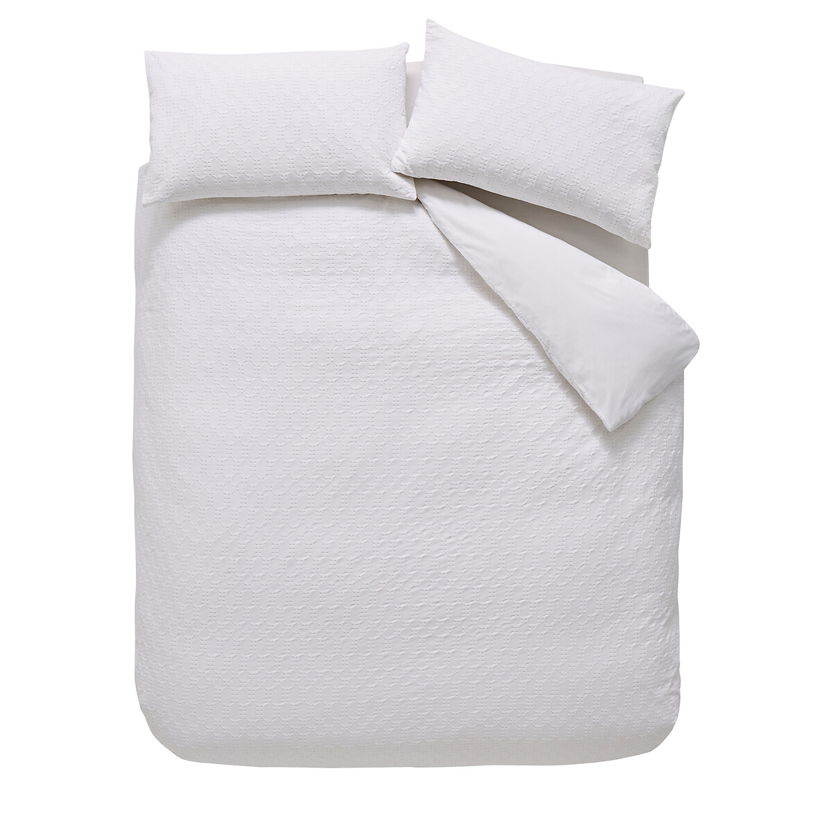 Waffle Circle 100% Cotton Duvet Cover and Pillowcase Set white, BIANCA FINE LINENS