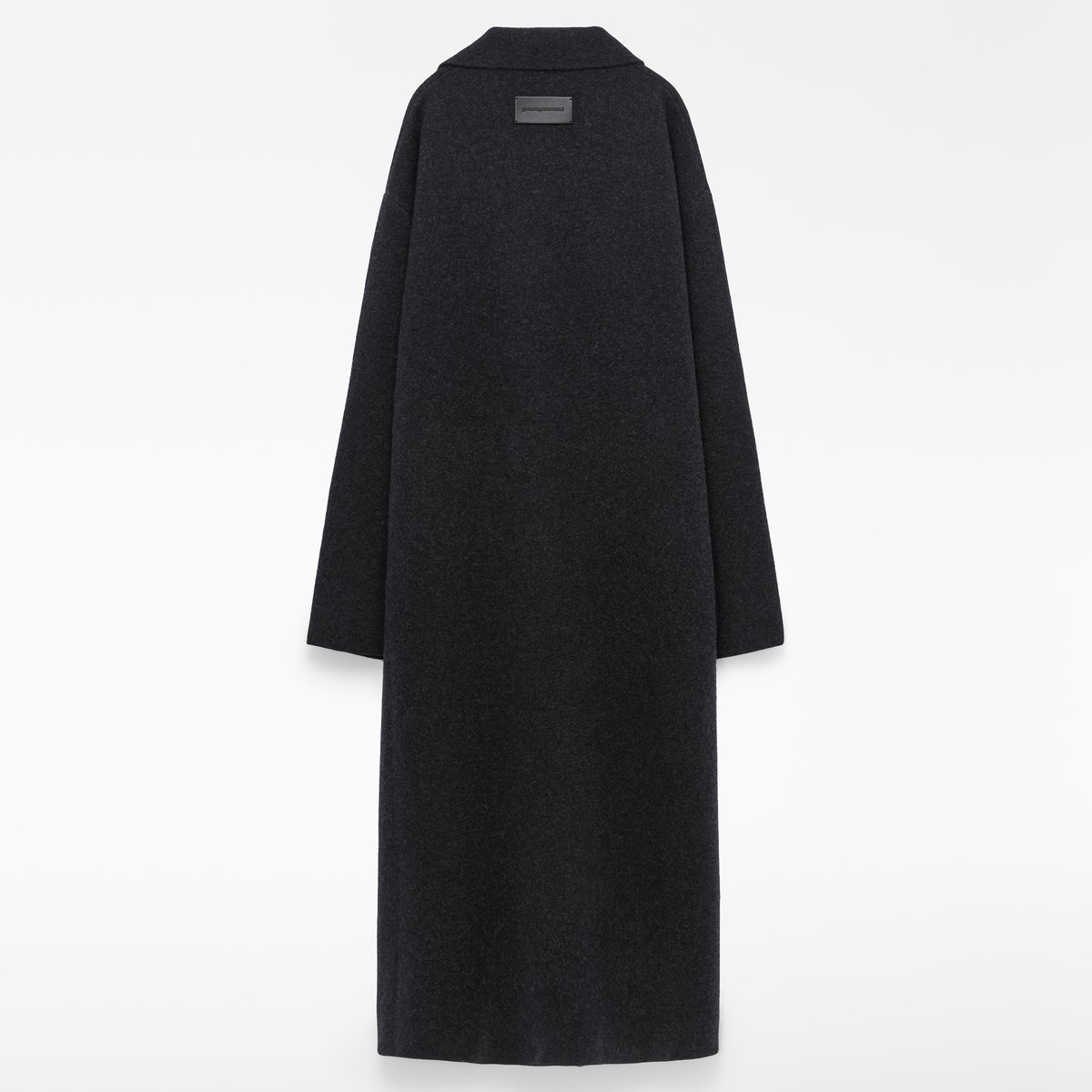Manteau long croisé en laine mérinos gris foncé, ADOLFO DOMINGUEZ