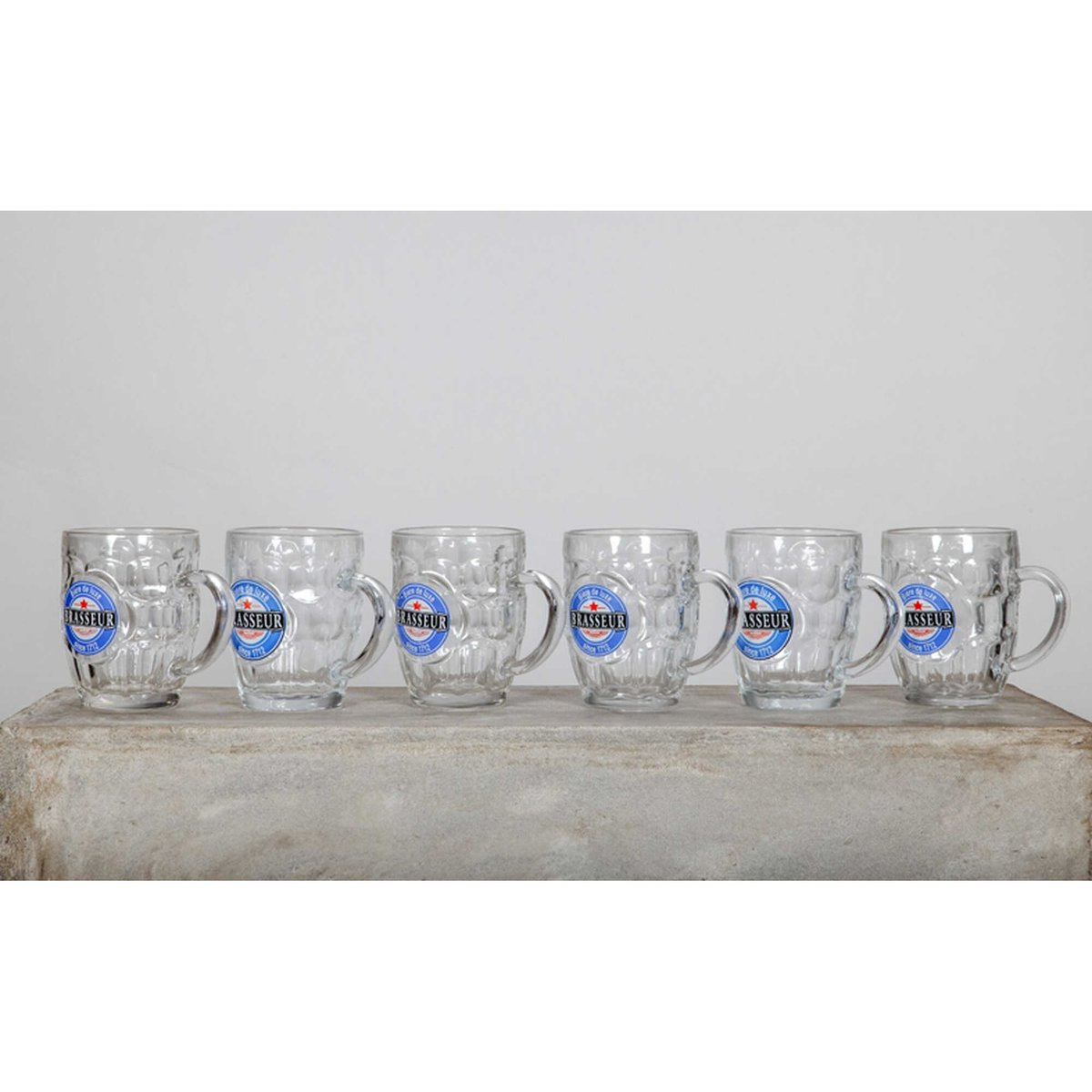 Lot de 6 chopes à bières 54cl, BRASSEUR transparent, NOVASTYL