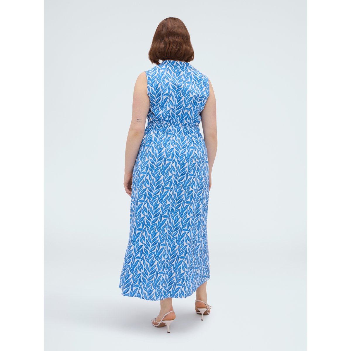 Robe longue à motif feuillage light - blue, FIORELLA RUBINO