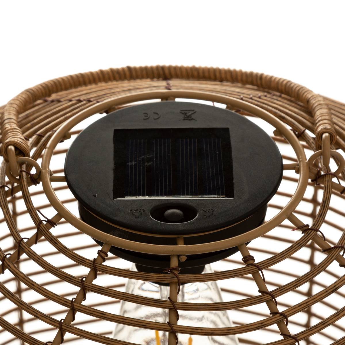 Lampe solaire d'extérieur en rotin tressé CUBA beige moyen, ATMOSPHERA