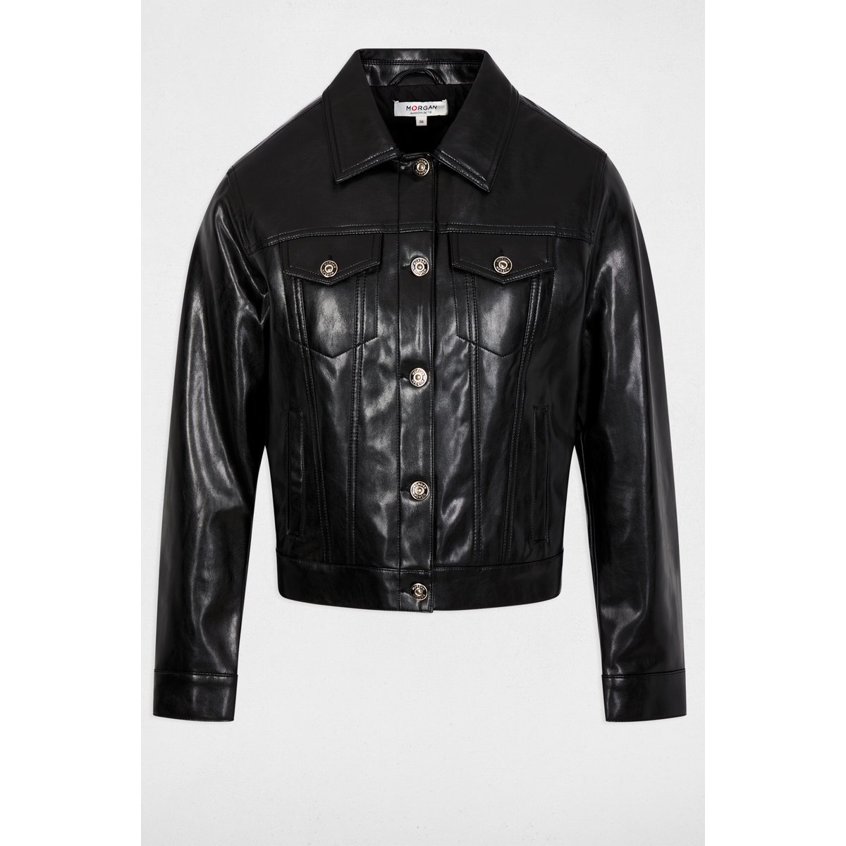 Blouson en simili, intérieur ouatiné noir, MORGAN