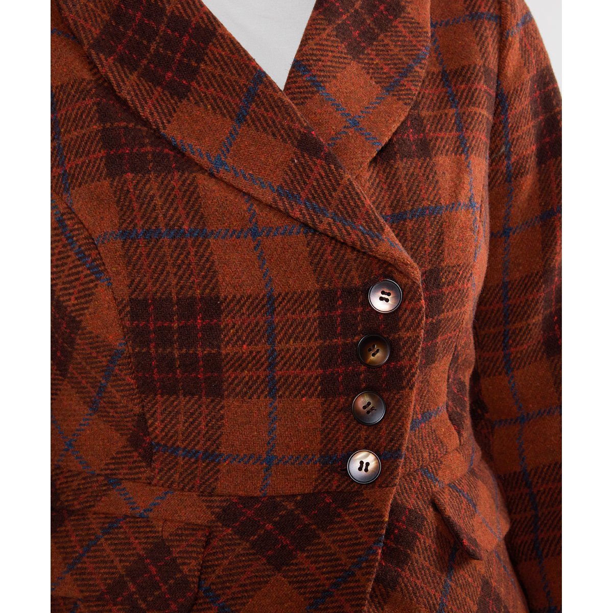 Veste à Carreaux Asymétrique Jours d'Automne orange, JOE BROWNS