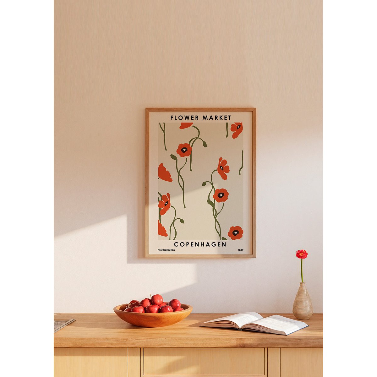 Affiche avec tableau décoratif, 50 x 70 cm rose, HANNUN
