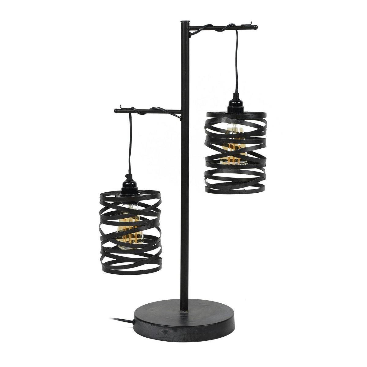 Lampe à poser ruban 2 abat-jours RALF gris foncé, PIER IMPORT