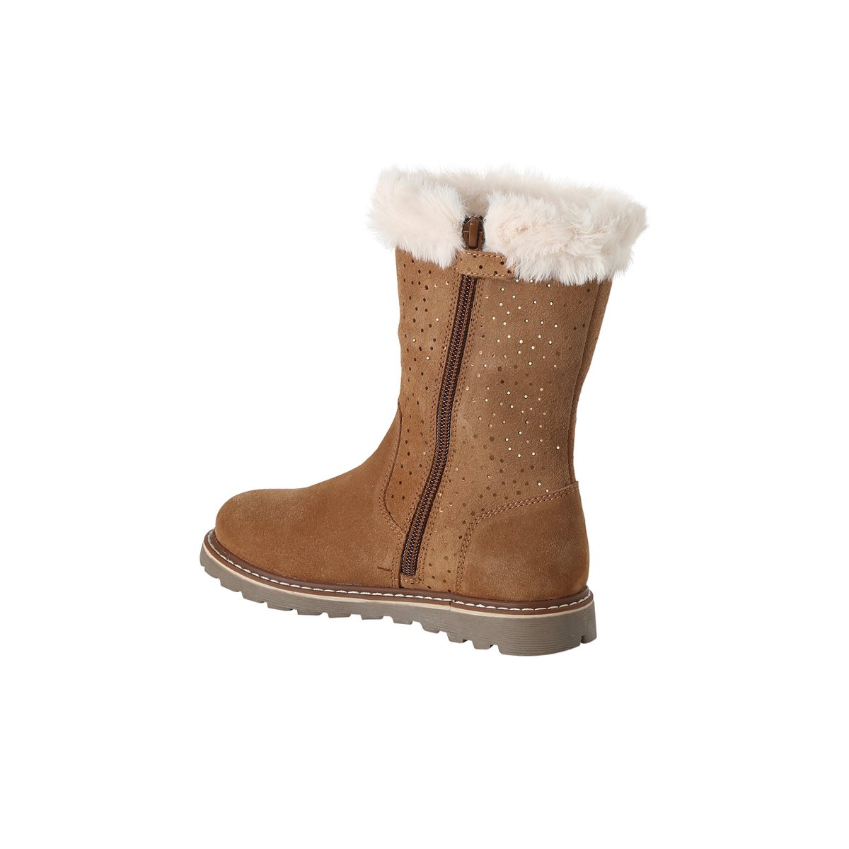 Boots en cuir zippées marron, VERTBAUDET