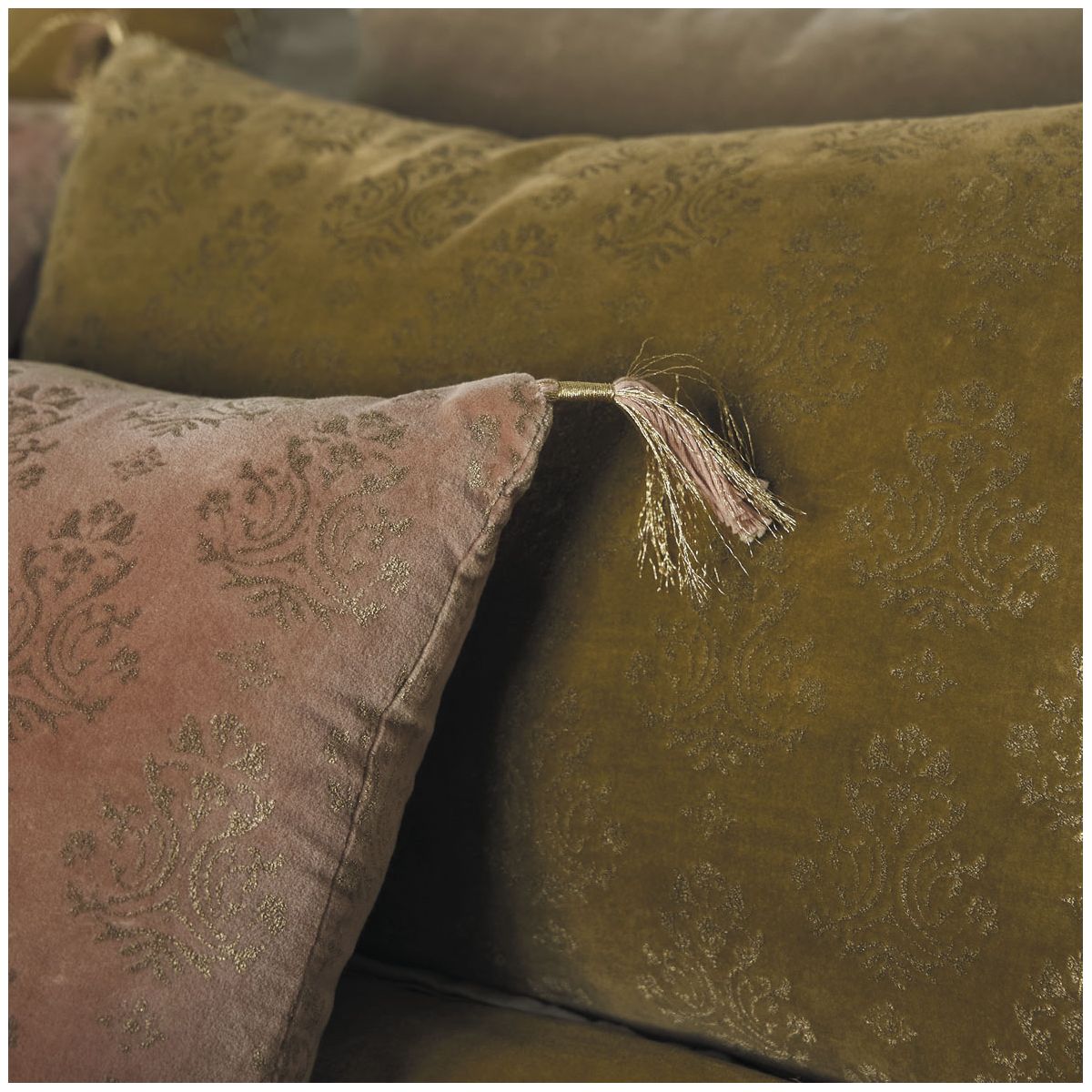 Housse de coussin 50x50 velours rose, BLANC D’IVOIRE