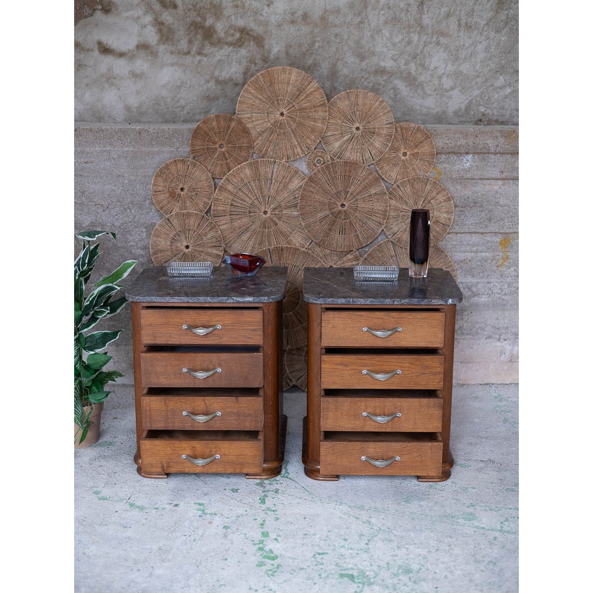 Paire de tables de chevet esprit Empire Odile N°1578 - Bon état bois foncé, DEBONGOUT
