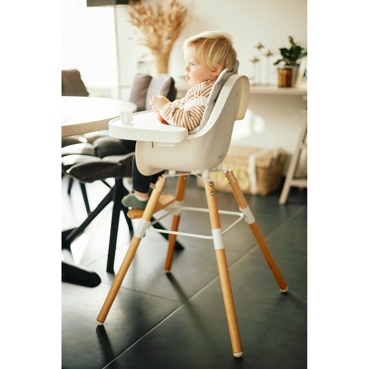 Coussin chaise haute déperlant gris, CHILDHOME