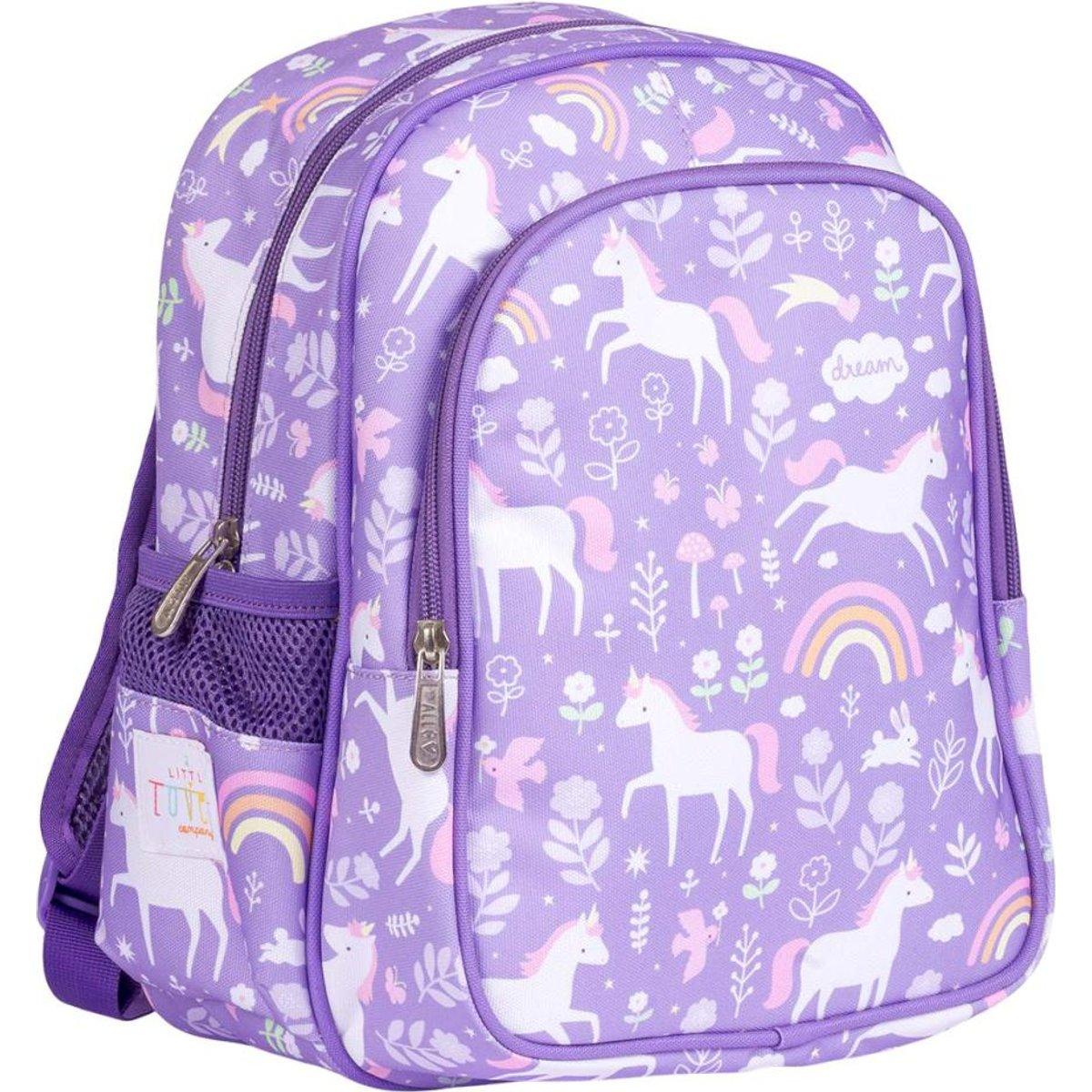 Sac à dos avec poche isotherme LICORNE violet, blanc, rose, A LITTLE LOVELY COMPANY