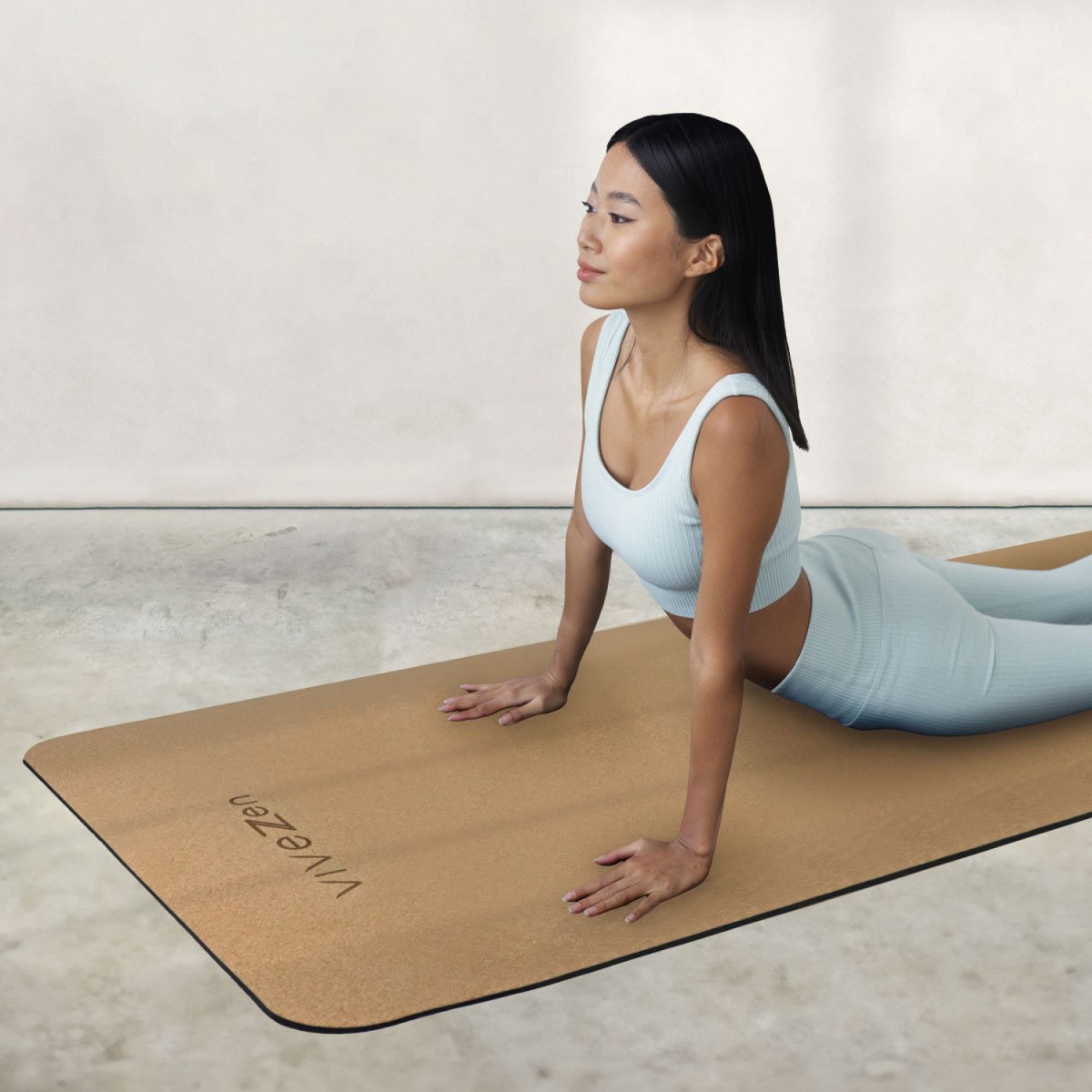 Tapis de yoga liège beige, VIVEZEN