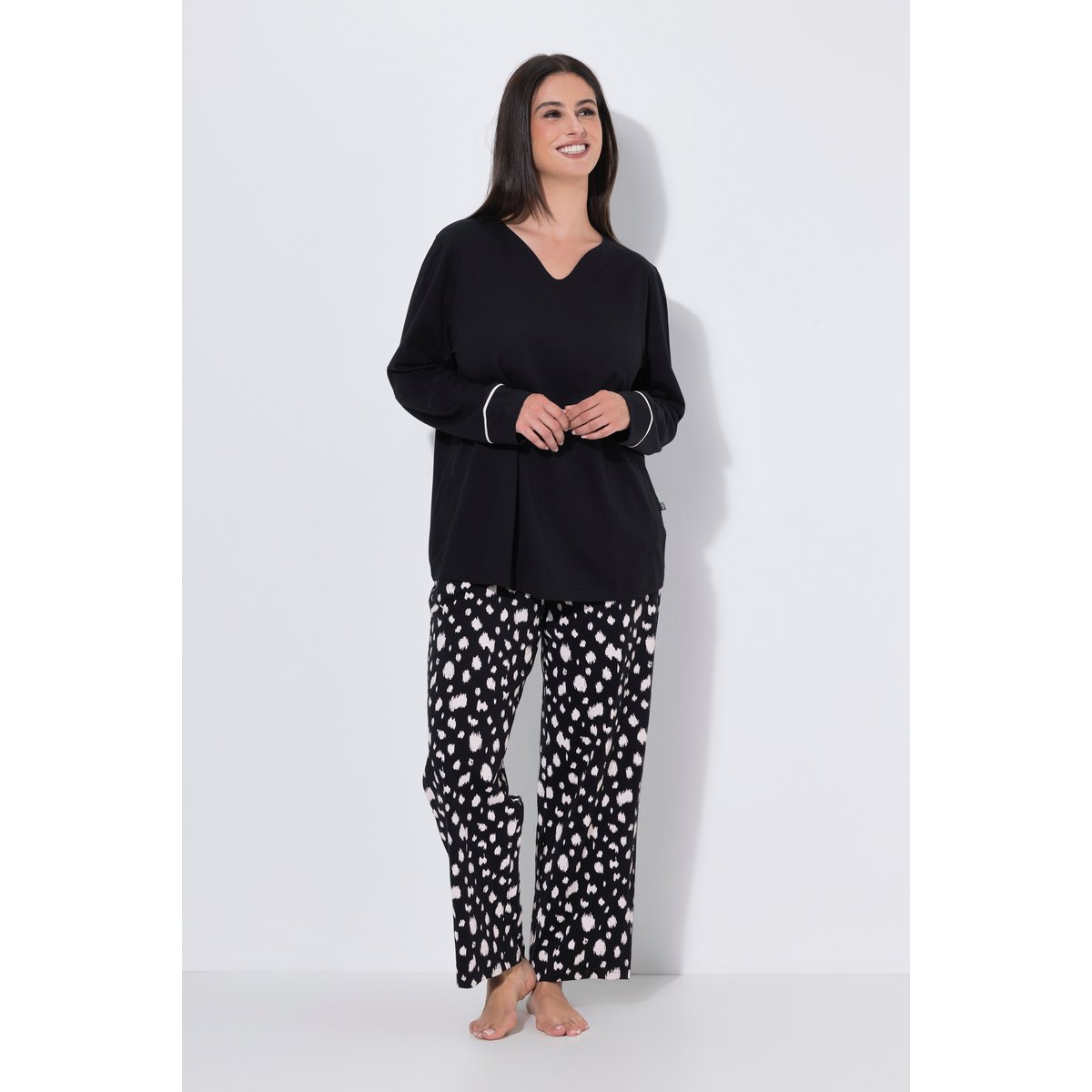 Pyjama et masque de sommeil, motif dalmatien noir, ULLA POPKEN