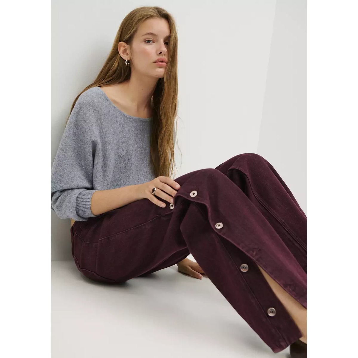 Jean droit boutons bordeaux, MANGO TEEN