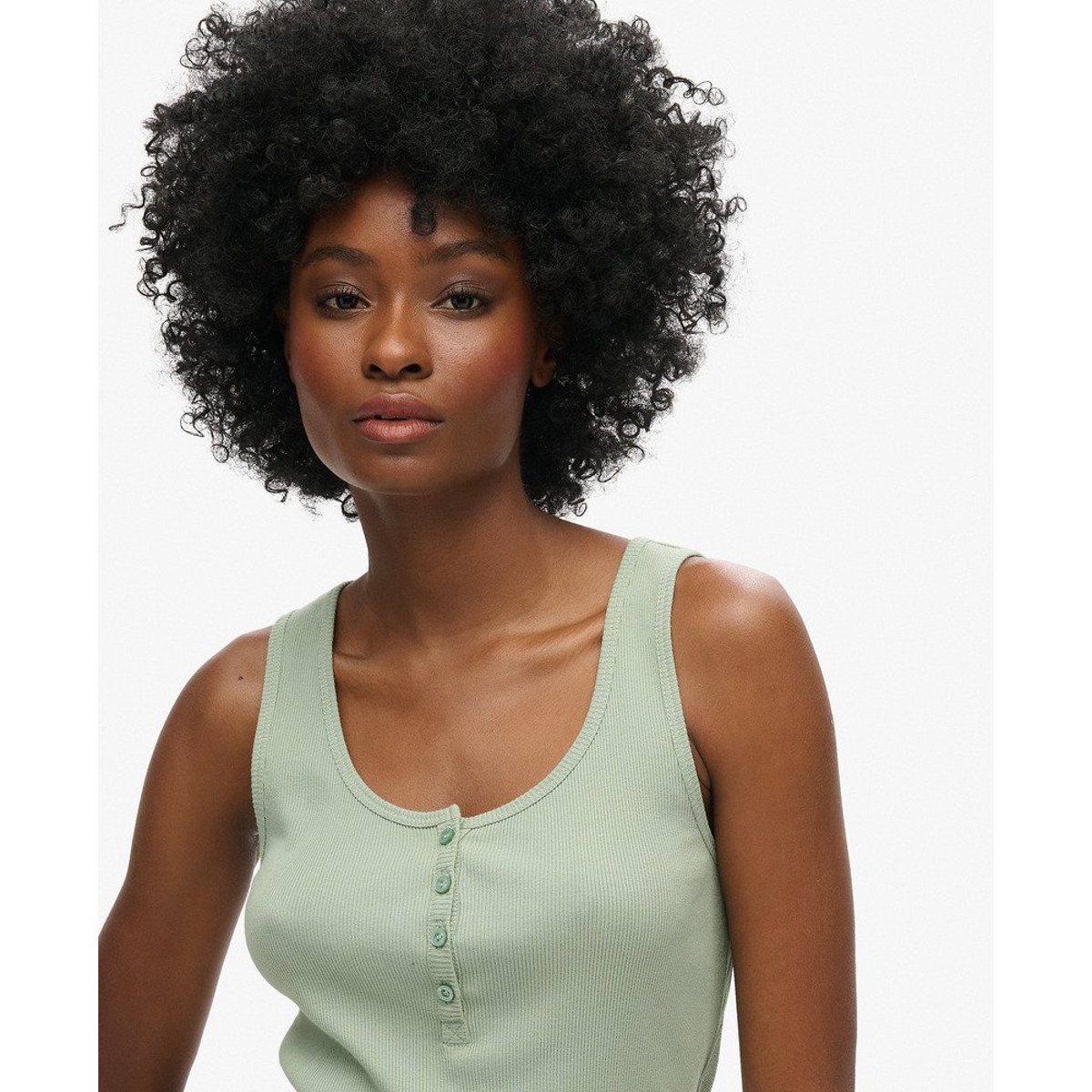 Débardeur boutonné Athletic Essentials vert jade clair, SUPERDRY
