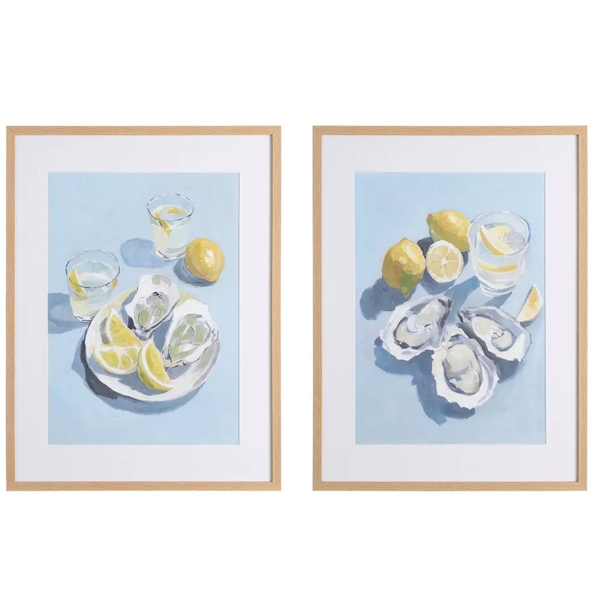 Set de 2 tableaux peints à la main huitres 60x3.5x80cm multicolore, WADIGA