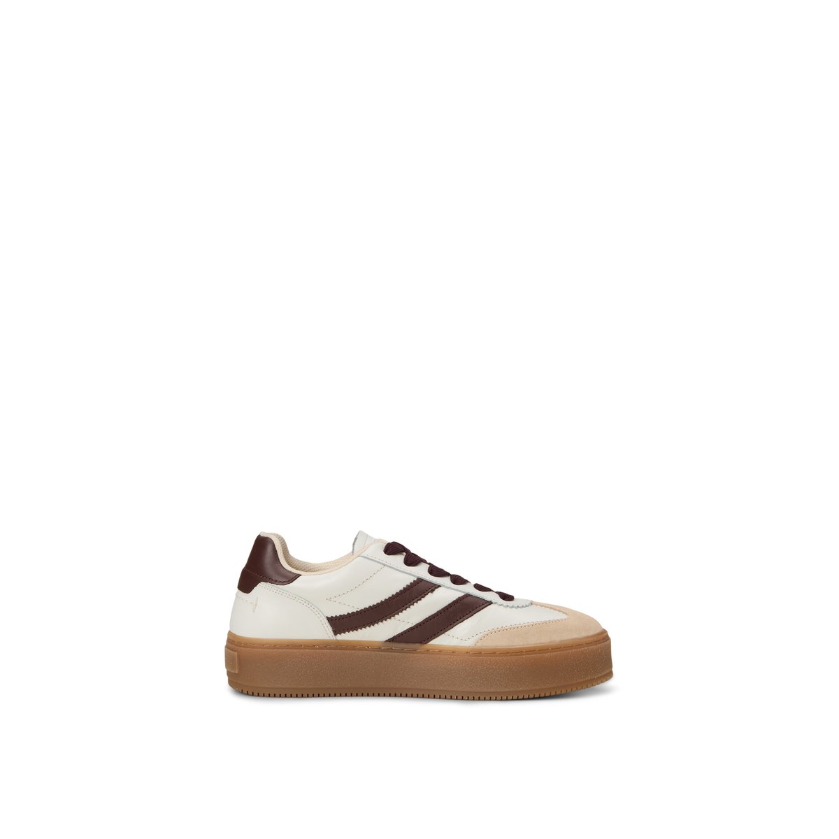 Modèle de baskets Edith en cuir de vachette de haute qualité blanc naturel, MARC O'POLO