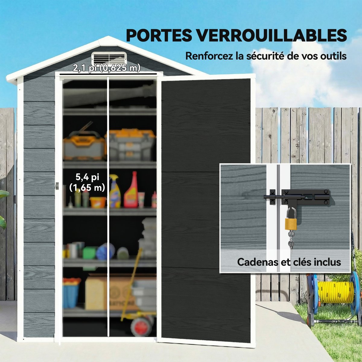 Abri de jardin PP Gris vieilli gris, OUTSUNNY
