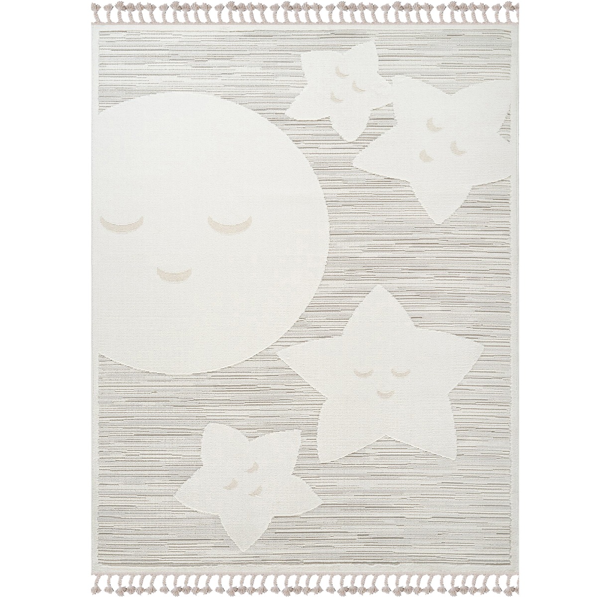 Tapis enfant doux texturé ZOOLIA blanc, THE DECO FACTORY