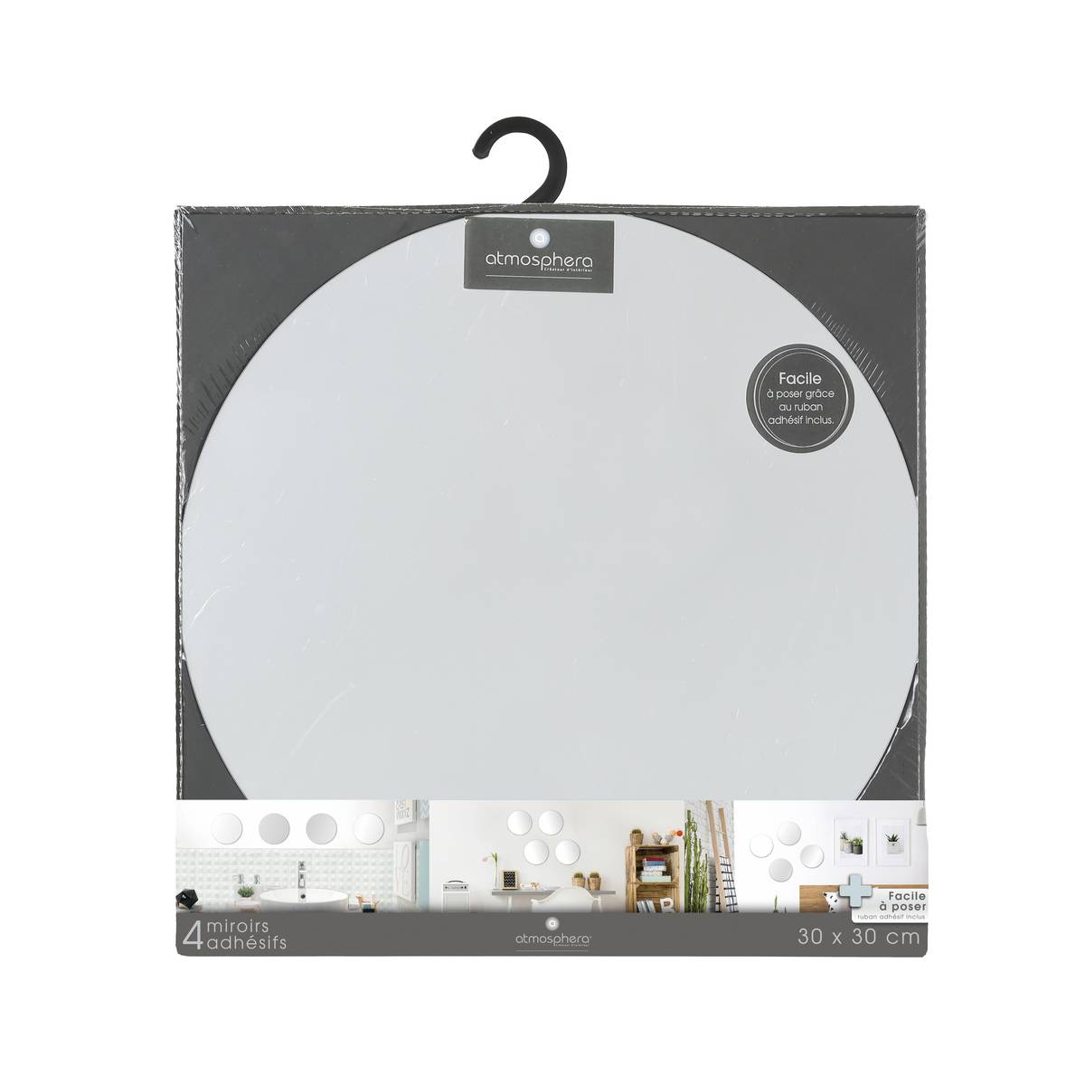 Lot de 4 miroirs adhésifs ronds argent, 5FIVE SIMPLY SMART