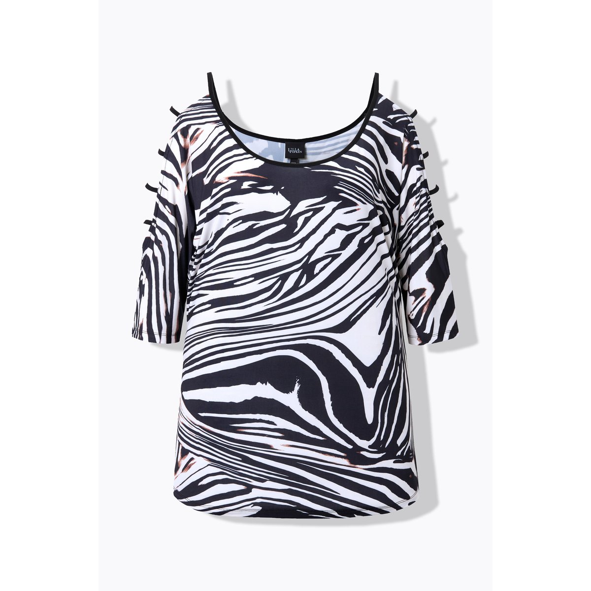 T-shirt motif zébré, avec découpes noir, ULLA POPKEN