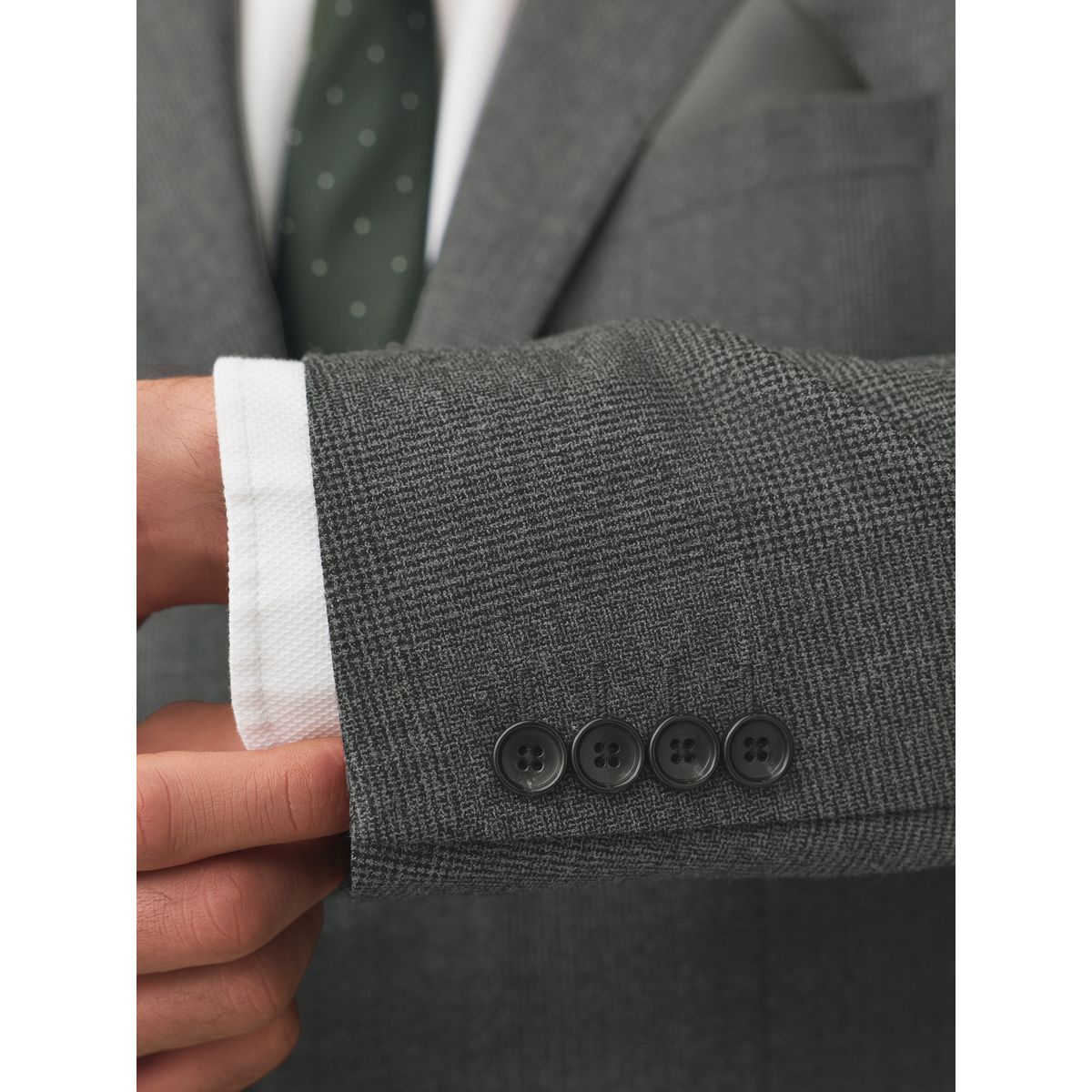 Veste de costume ajustée en laine à carreaux gris, NEXT