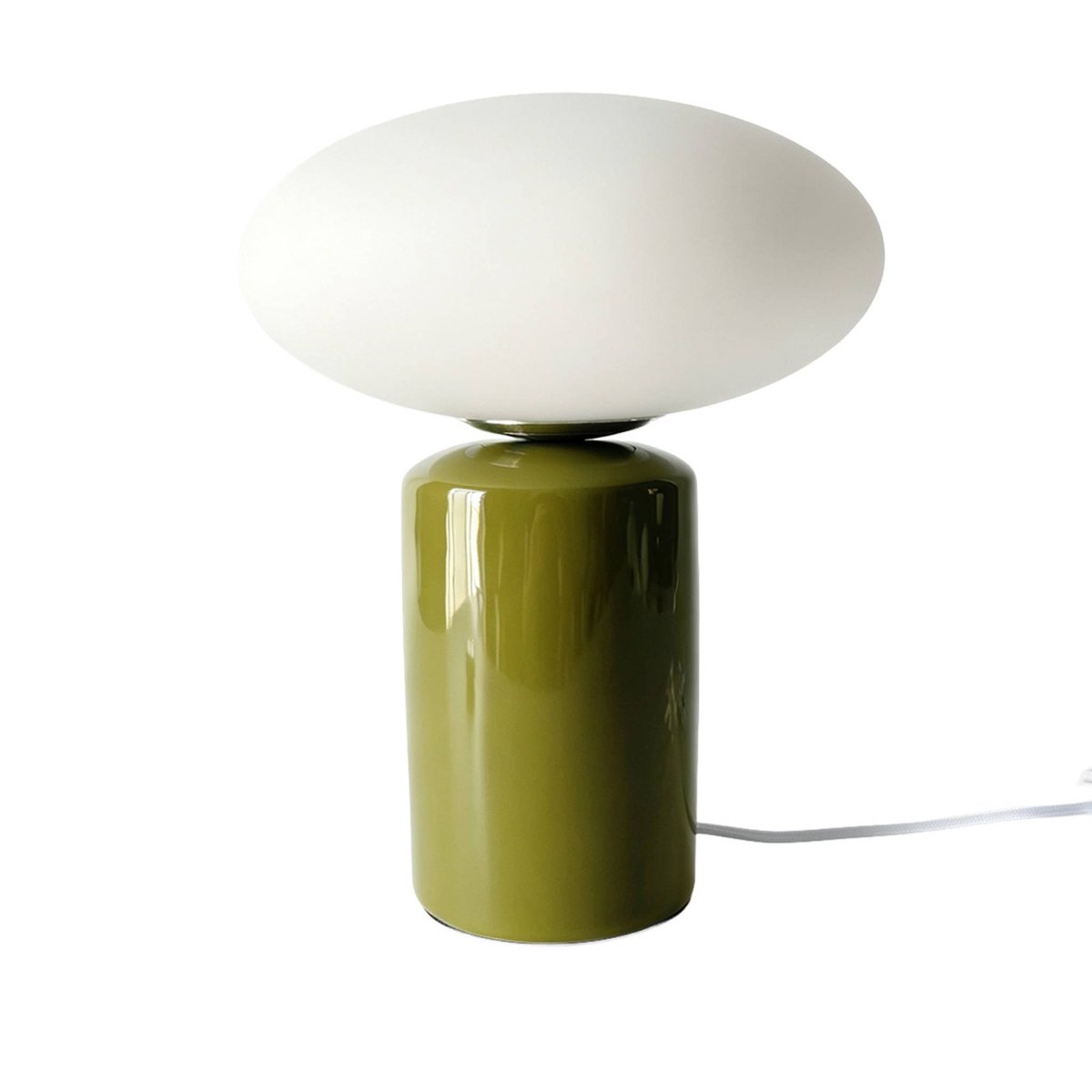 Lampe de table intérieur céramique et verre Ø25,5cm LYRA kaki, SWEEEK