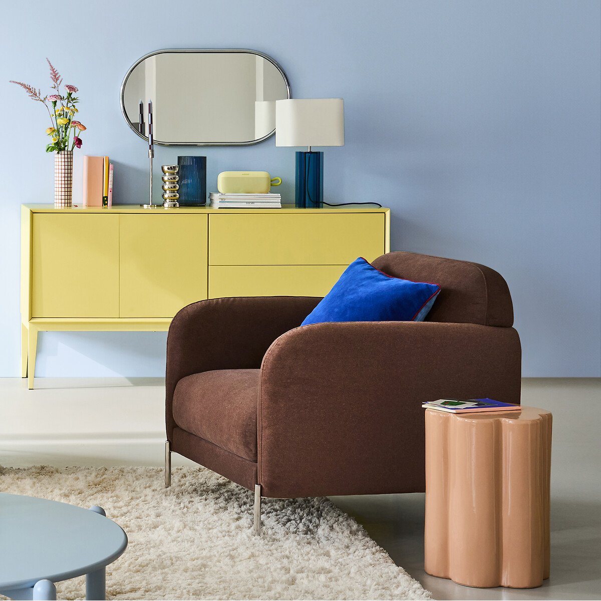 Sillón de terciopelo mate, PABLO marrón, LA REDOUTE INTERIEURS