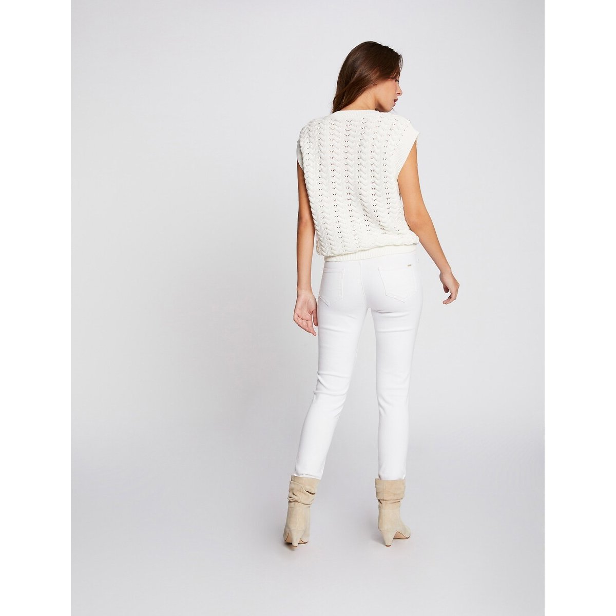 Pantalón slim blanco, MORGAN