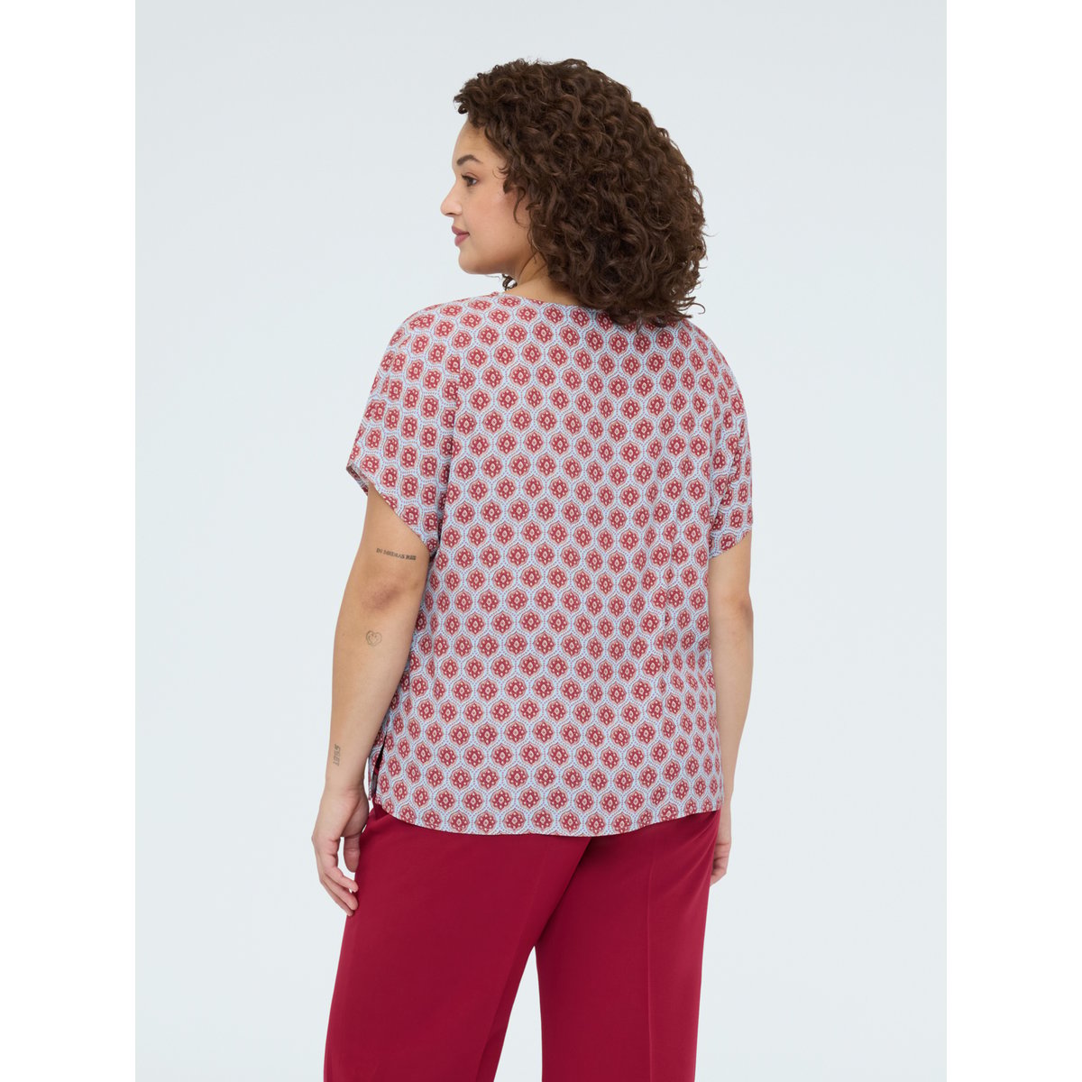 Blouse kimono à imprimé géométrique burgundy, FIORELLA RUBINO