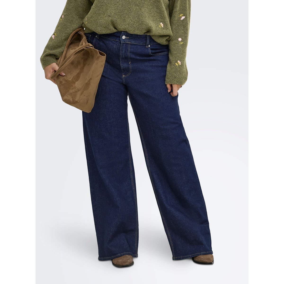 Jean À Jambe Large dark blue denim, ONLY CARMAKOMA