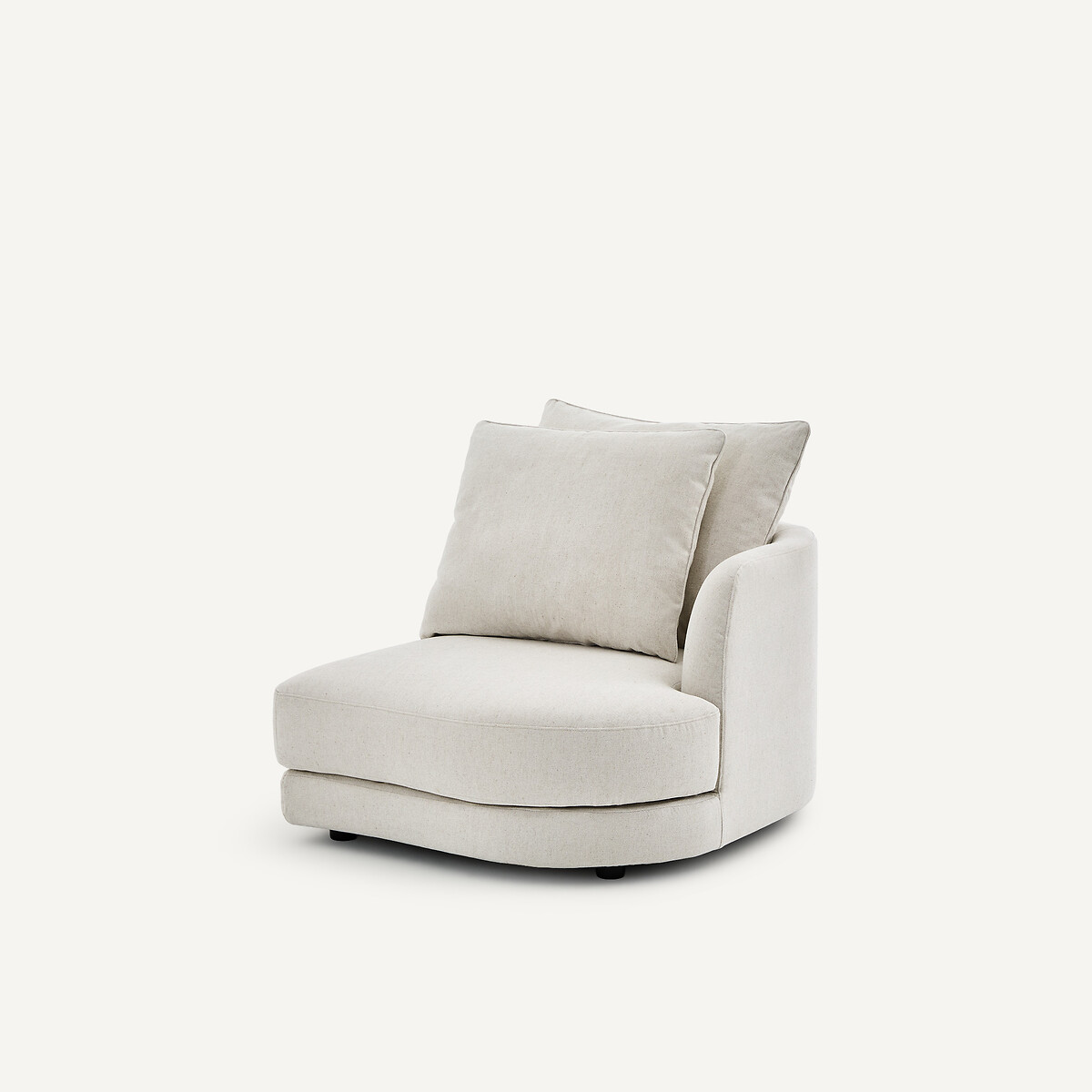 Demi-canapé droit, arrondi, modulable en toile chinée, TIBERIO ivoire, AM.PM