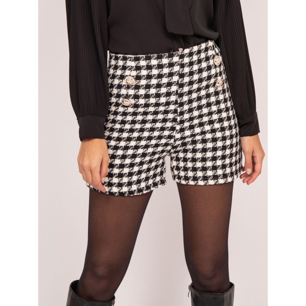 Short Taille Haute Motifs Xuel noir, DONA LISA