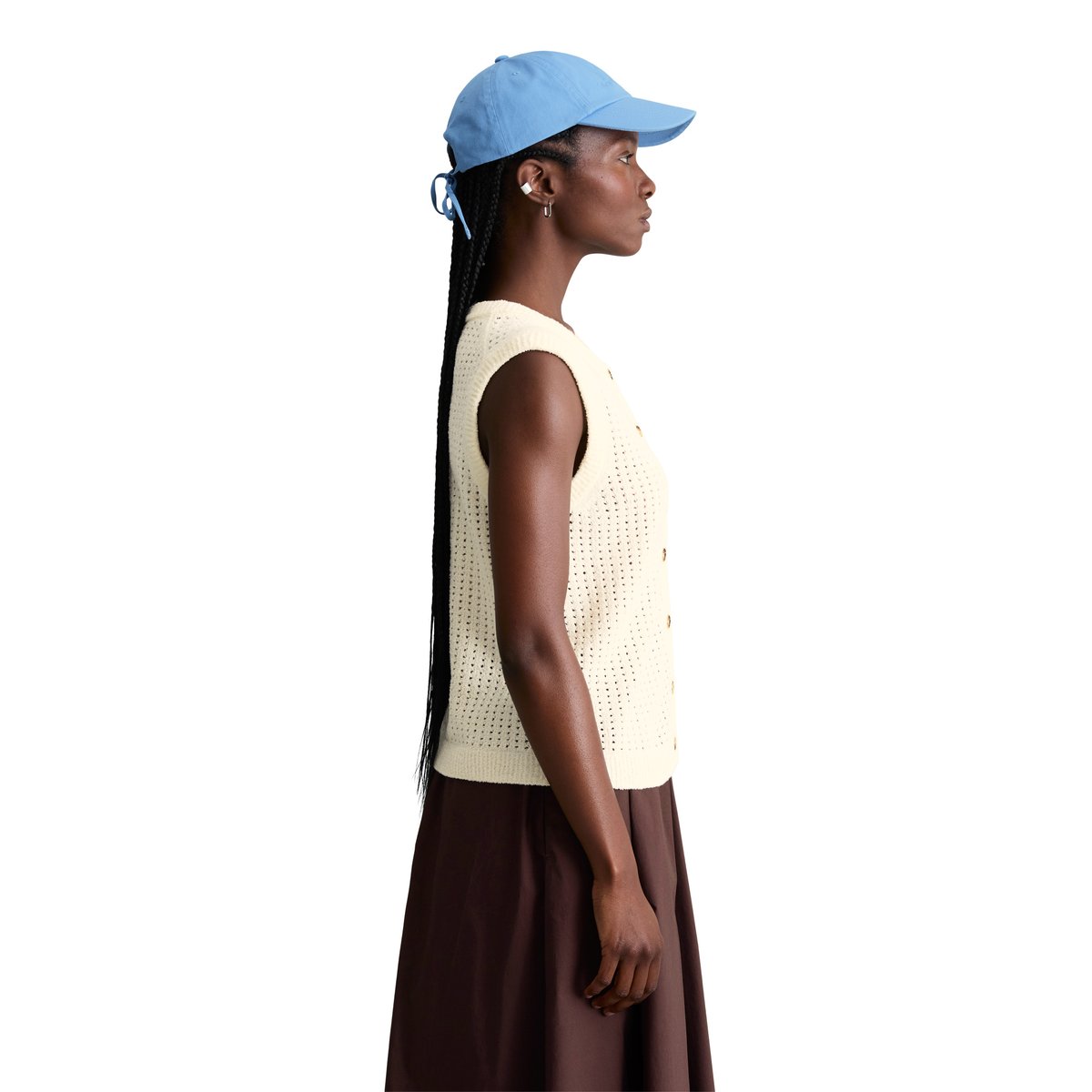 Cardigan sans manches slim en doux mélange de coton organique nature, MARC O’POLO DENIM