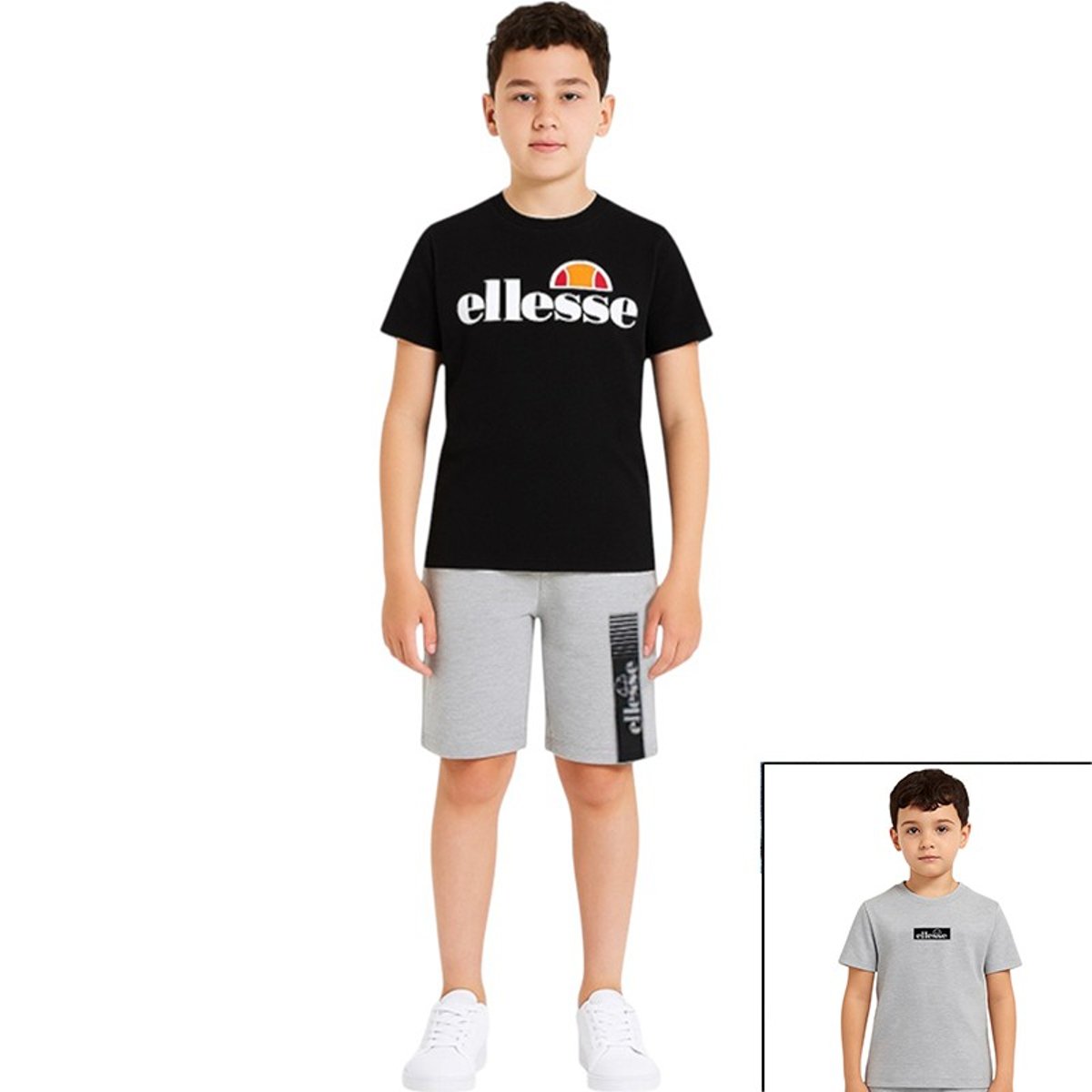Lot de 2 t-shirts manches courtes et short PLAYGROUND gris clair, ELLESSE