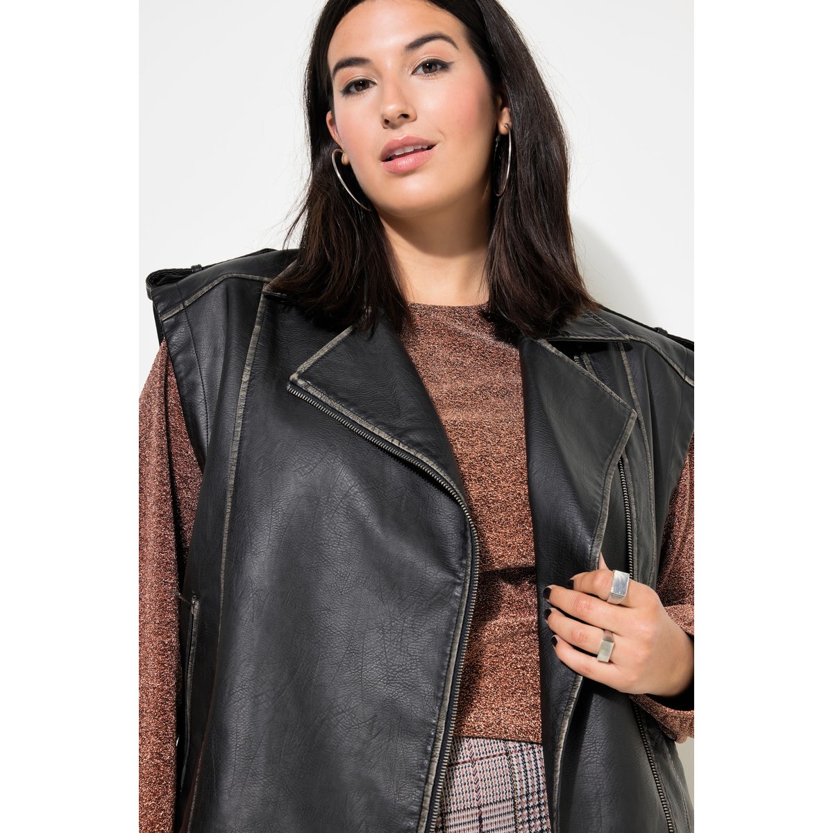 Veste sans manches oversize, esprit motard noir, STUDIO UNTOLD