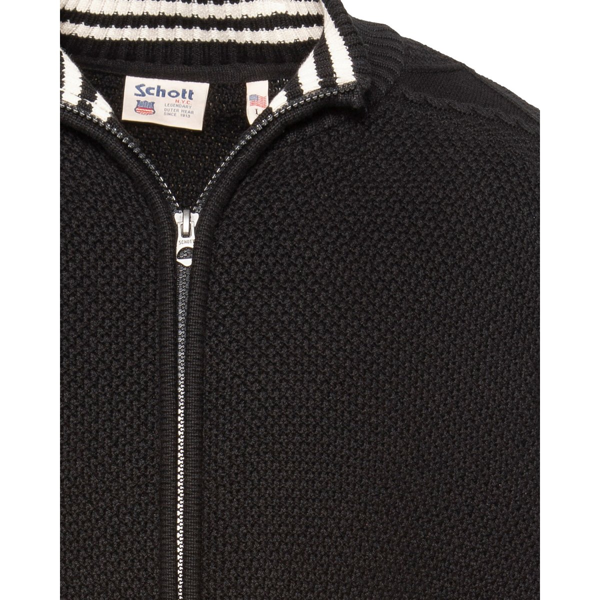 Cardigan en maille texturée noir, SCHOTT