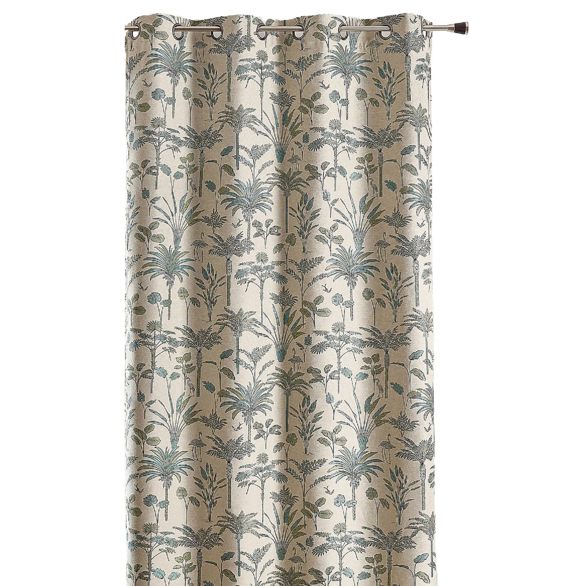 Rideau Jacquard exotique motif palmier - QABANE bleu, HOME MAISON